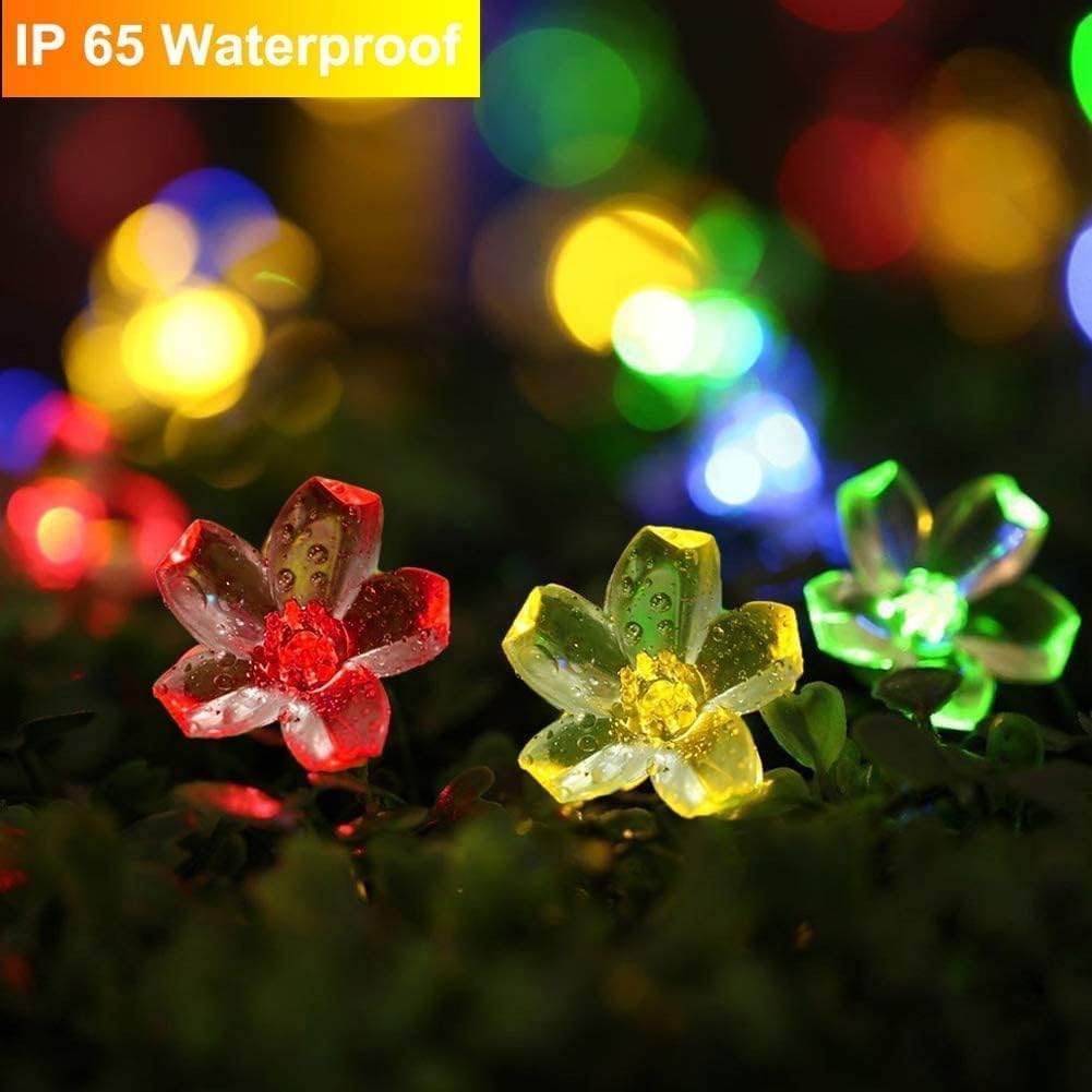 Solar String Lights Garden 23ft 8 Modes 50 LED Blossom Solar Powered Fairy Lights Waterproof Outdoor Flower String Lights for Patio Yard Tree Home Lawn Wedding