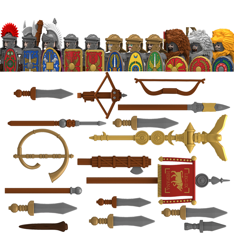 Kids Toys Middle Ages Roman Soldier Mini Figures Building Block Birthday Gifts