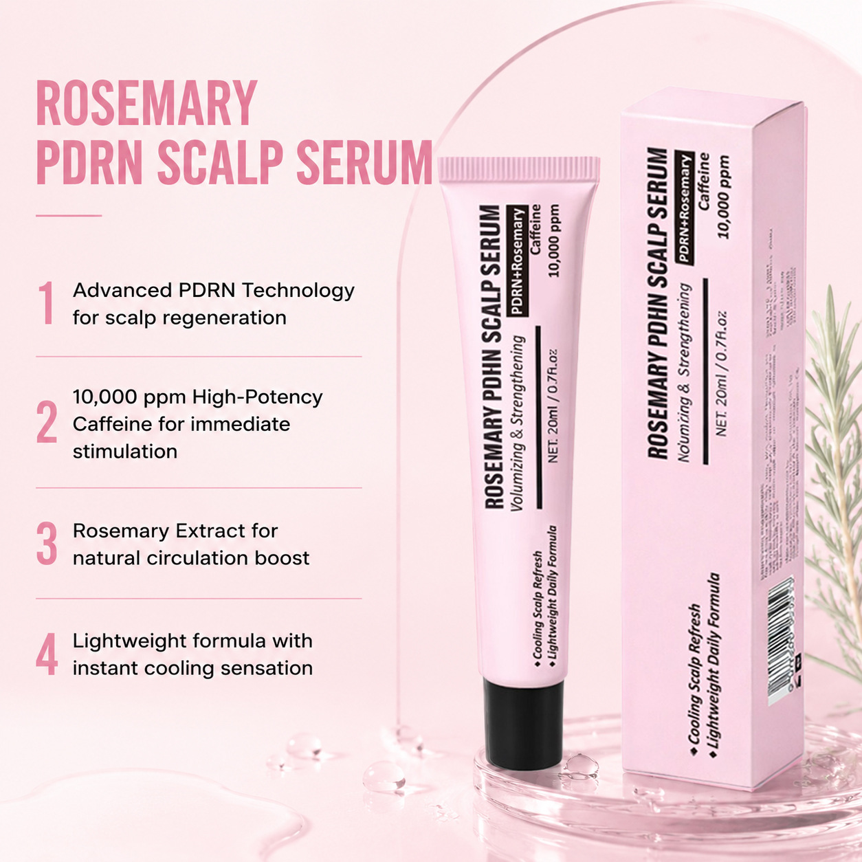 Rosemary PDRN Scalp Serum Nourishing Hair Root Strengthening Treatment for Daily Hair Care Natural 20ml