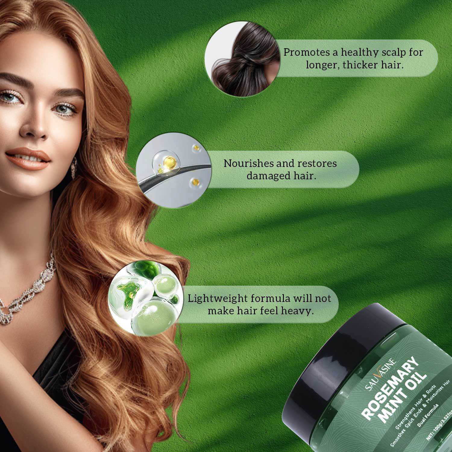 Rosemary Mint Hair Oil Nourishing Scalp Strengthening Roots For Dry Damaged Hair Daily Strand Care 100ml