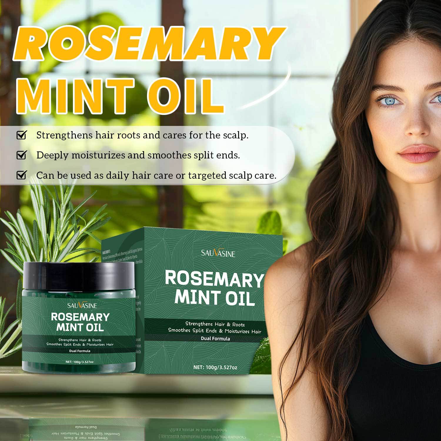 Rosemary Mint Hair Oil Nourishing Scalp Strengthening Roots For Dry Damaged Hair Daily Strand Care 100ml