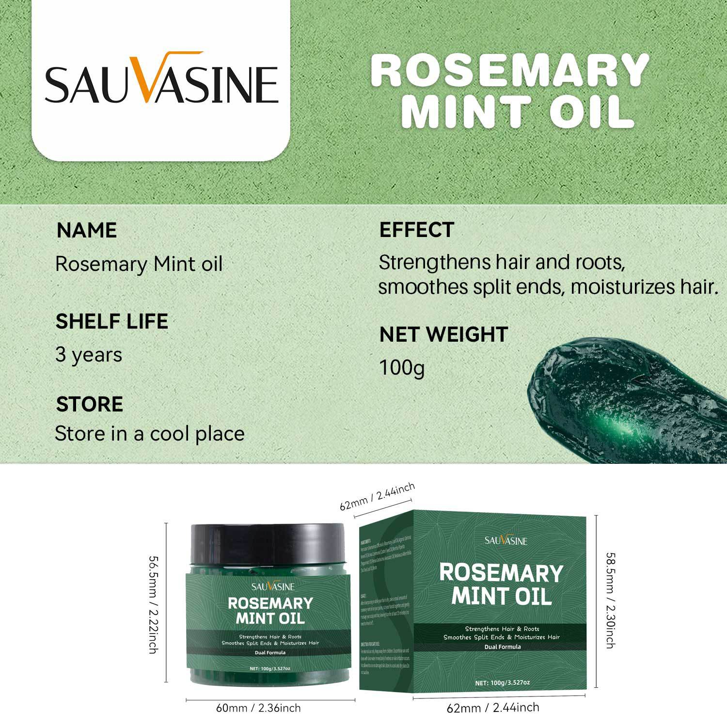 Rosemary Mint Hair Oil Nourishing Scalp Strengthening Roots For Dry Damaged Hair Daily Strand Care 100ml