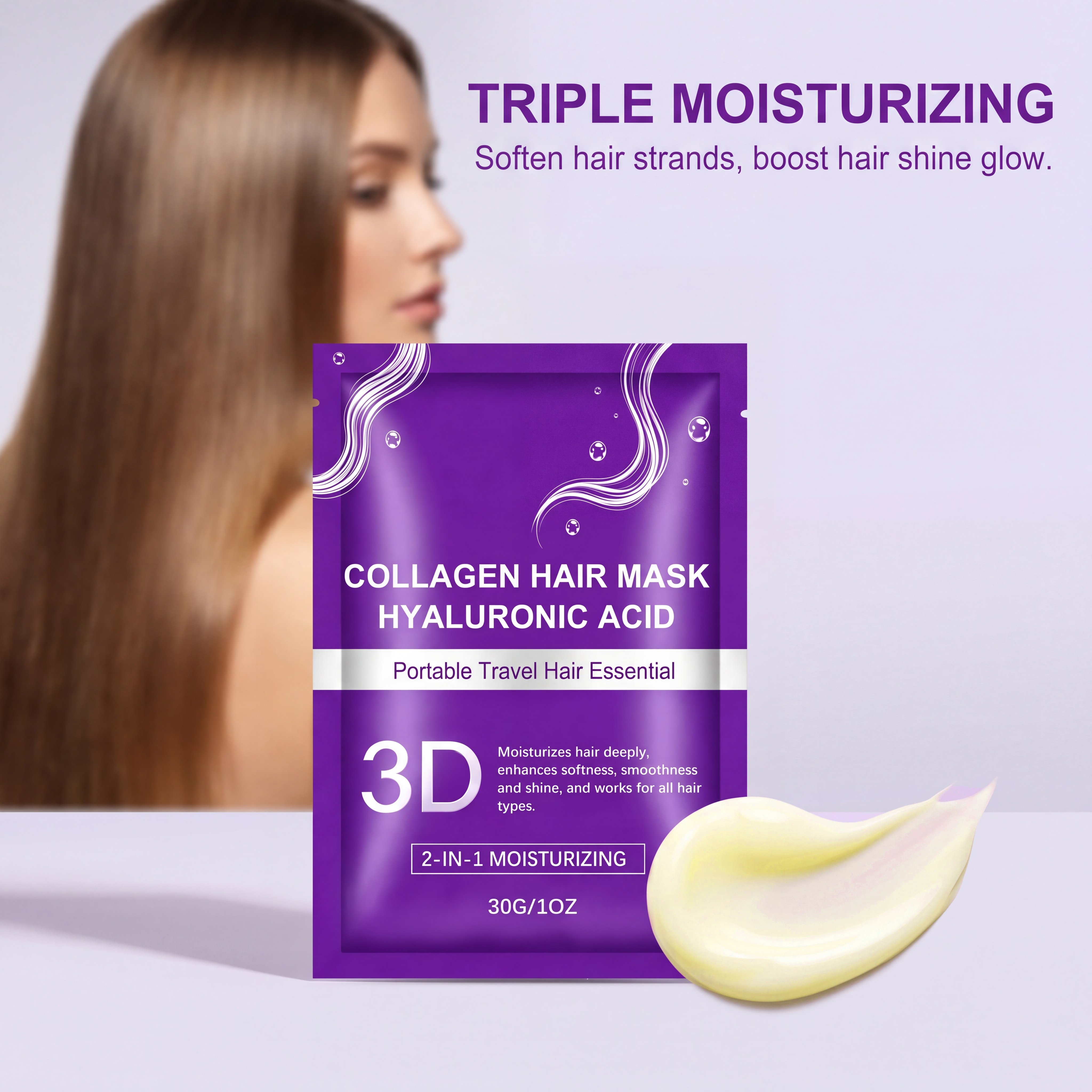 Collagen Hair Mask Mild Soft Smooth Repair Frizzy Hair Strands Daily Beautiful Hair Care Treatment