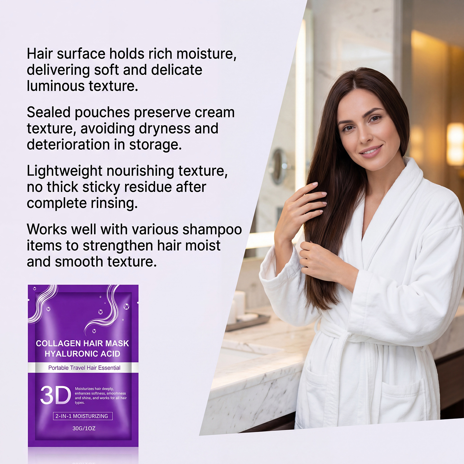 Collagen Hair Mask Mild Soft Smooth Repair Frizzy Hair Strands Daily Beautiful Hair Care Treatment