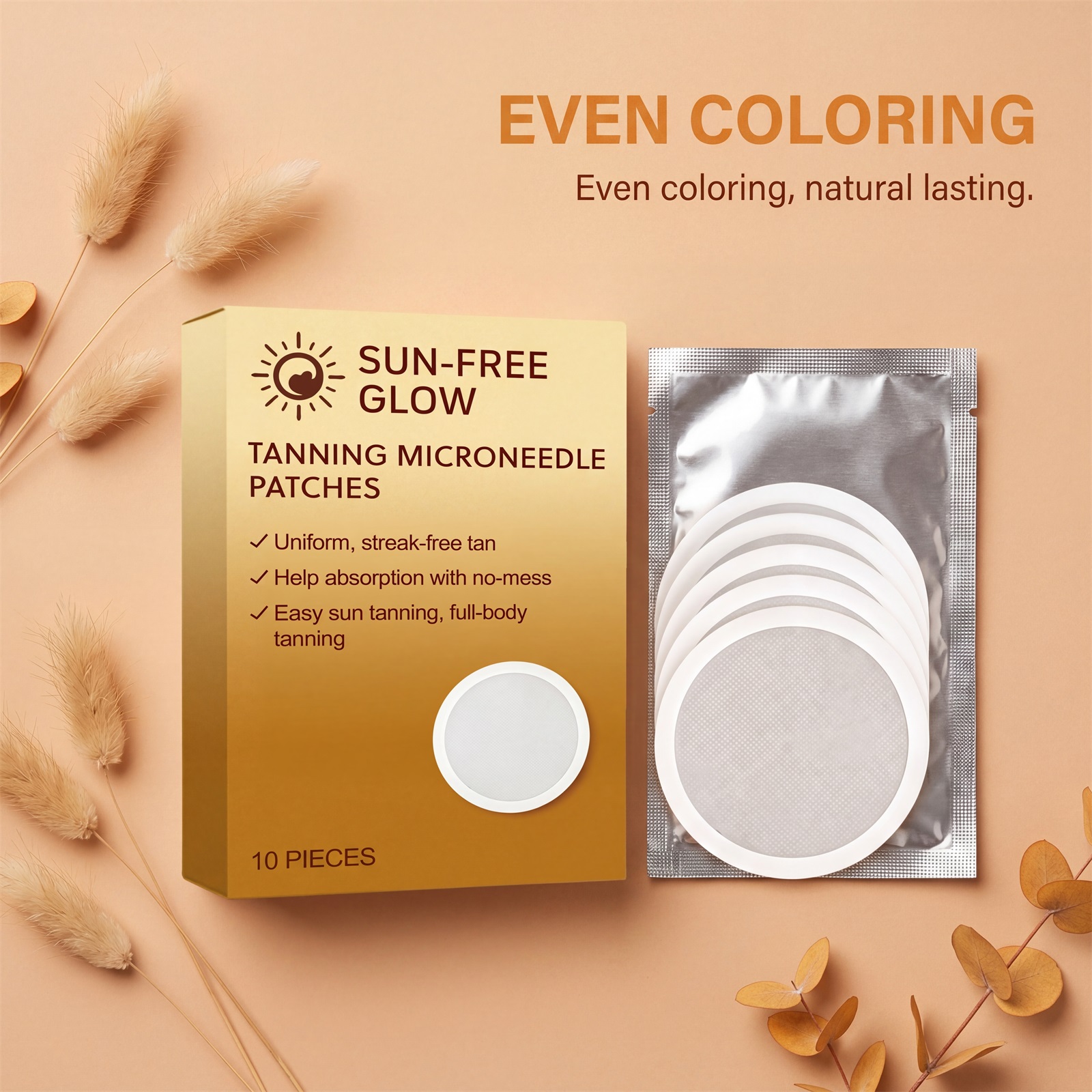 Sunless Tanning Microneedle Patch Micro Release Easy Apply Even Color Mild Sensitive Skin Use