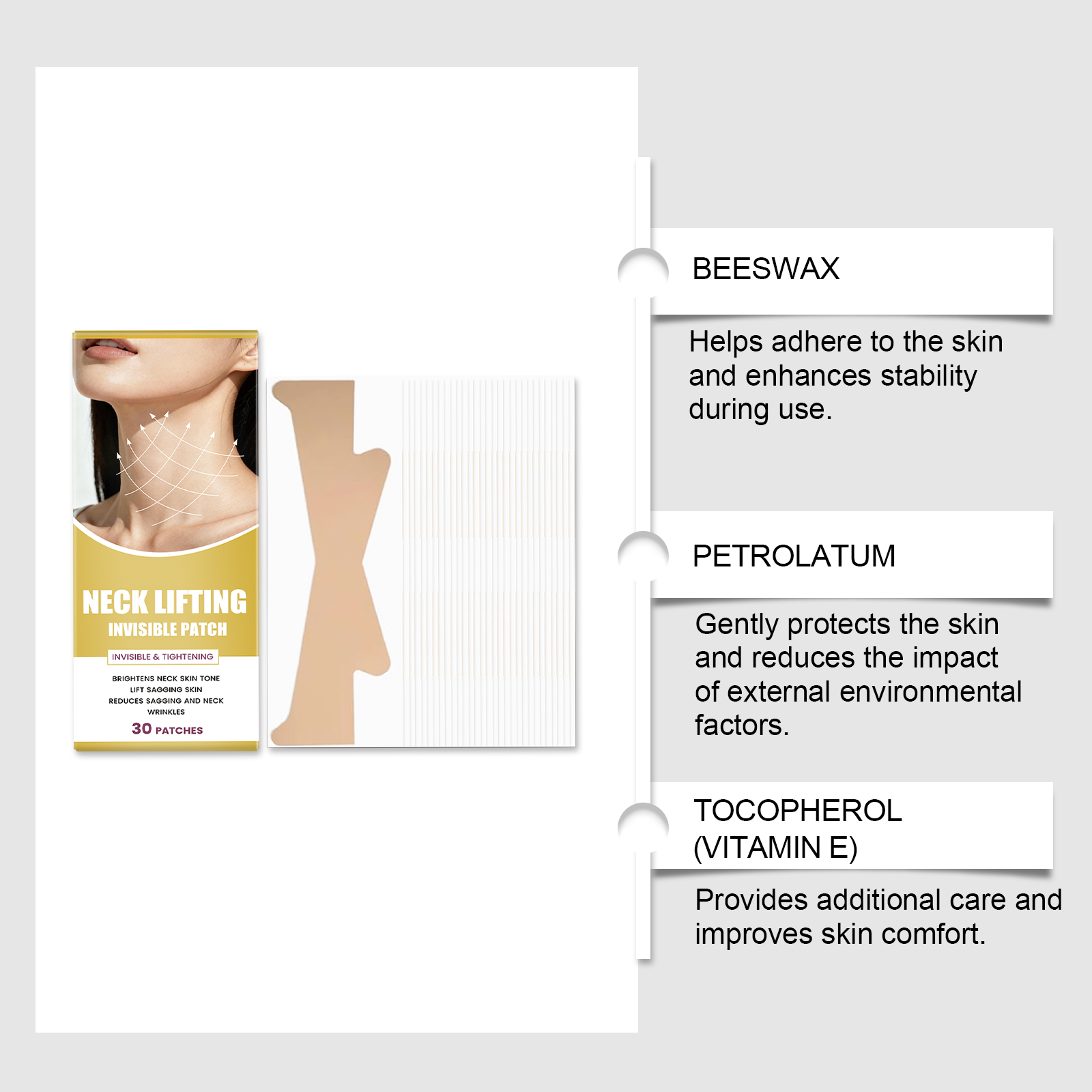 Invisible Care Neck Patch Daily Mild Moisturizing Comfortable Protect Skin Fresh Smooth Portable Contour Neck Area