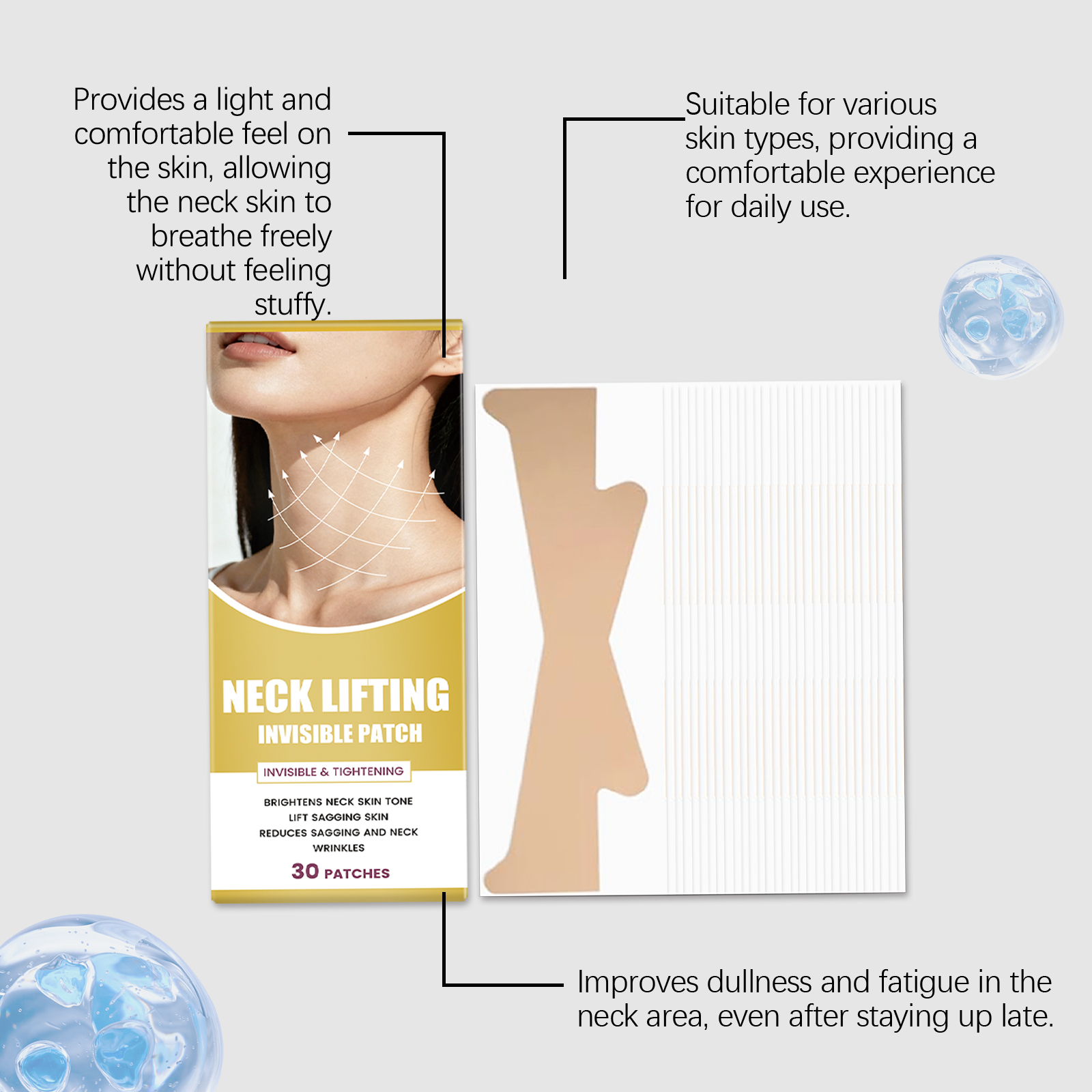 Invisible Care Neck Patch Daily Mild Moisturizing Comfortable Protect Skin Fresh Smooth Portable Contour Neck Area