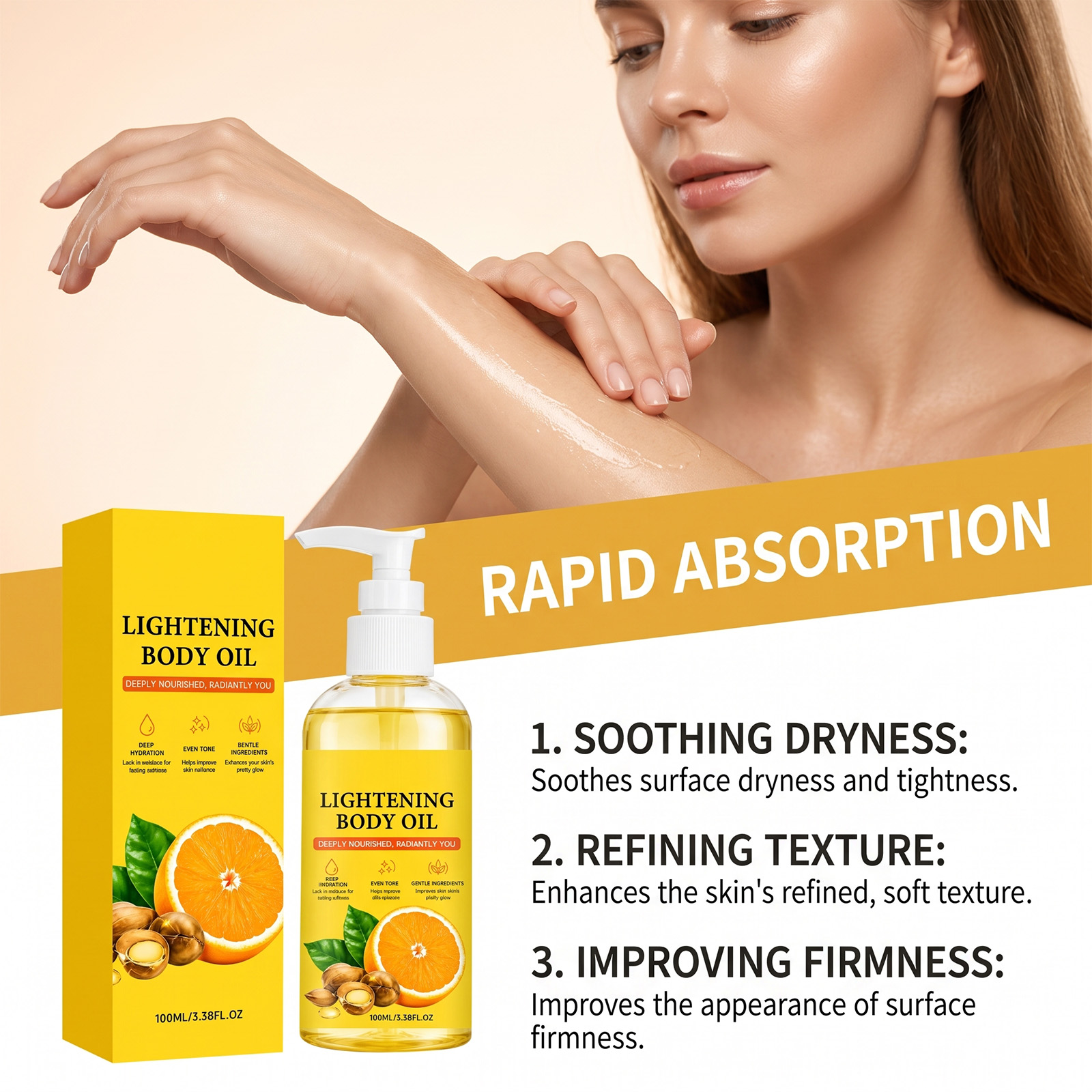 Light Moisturizing Oil Nourishes Dry Skin Soft Smooth Texture Daily Hydrating Body Care Liquid