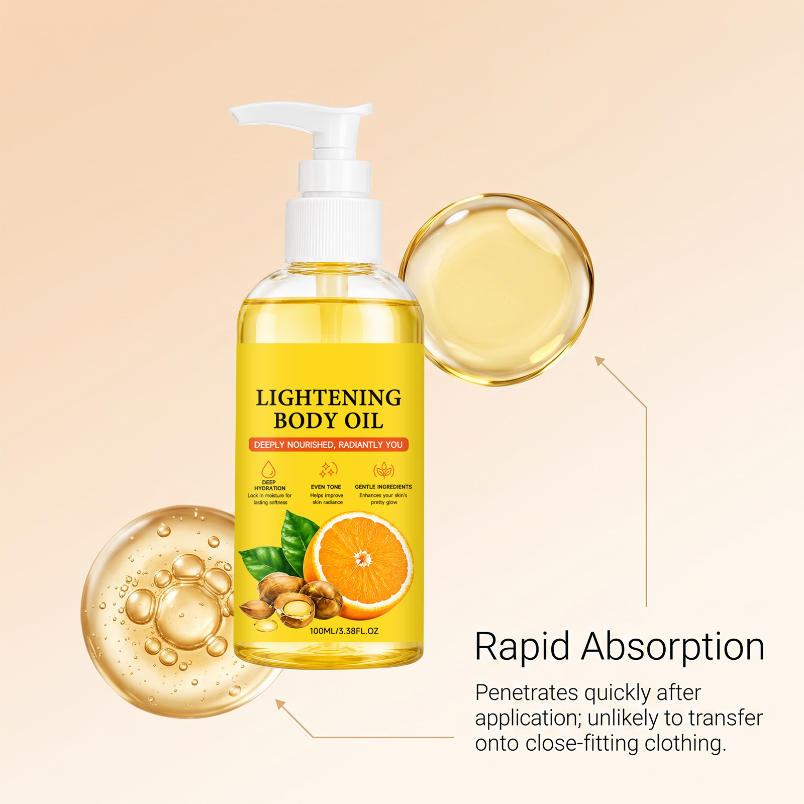 Light Moisturizing Oil Nourishes Dry Skin Soft Smooth Texture Daily Hydrating Body Care Liquid