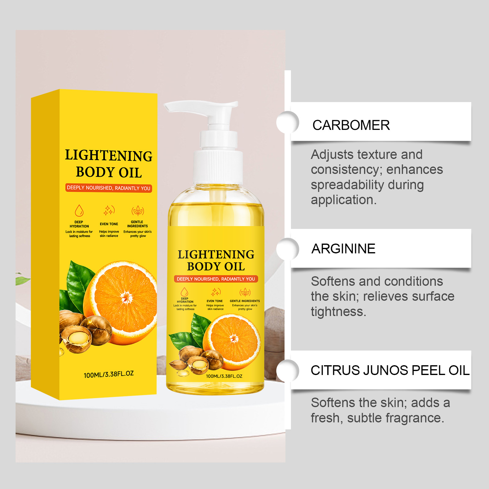 Light Moisturizing Oil Nourishes Dry Skin Soft Smooth Texture Daily Hydrating Body Care Liquid