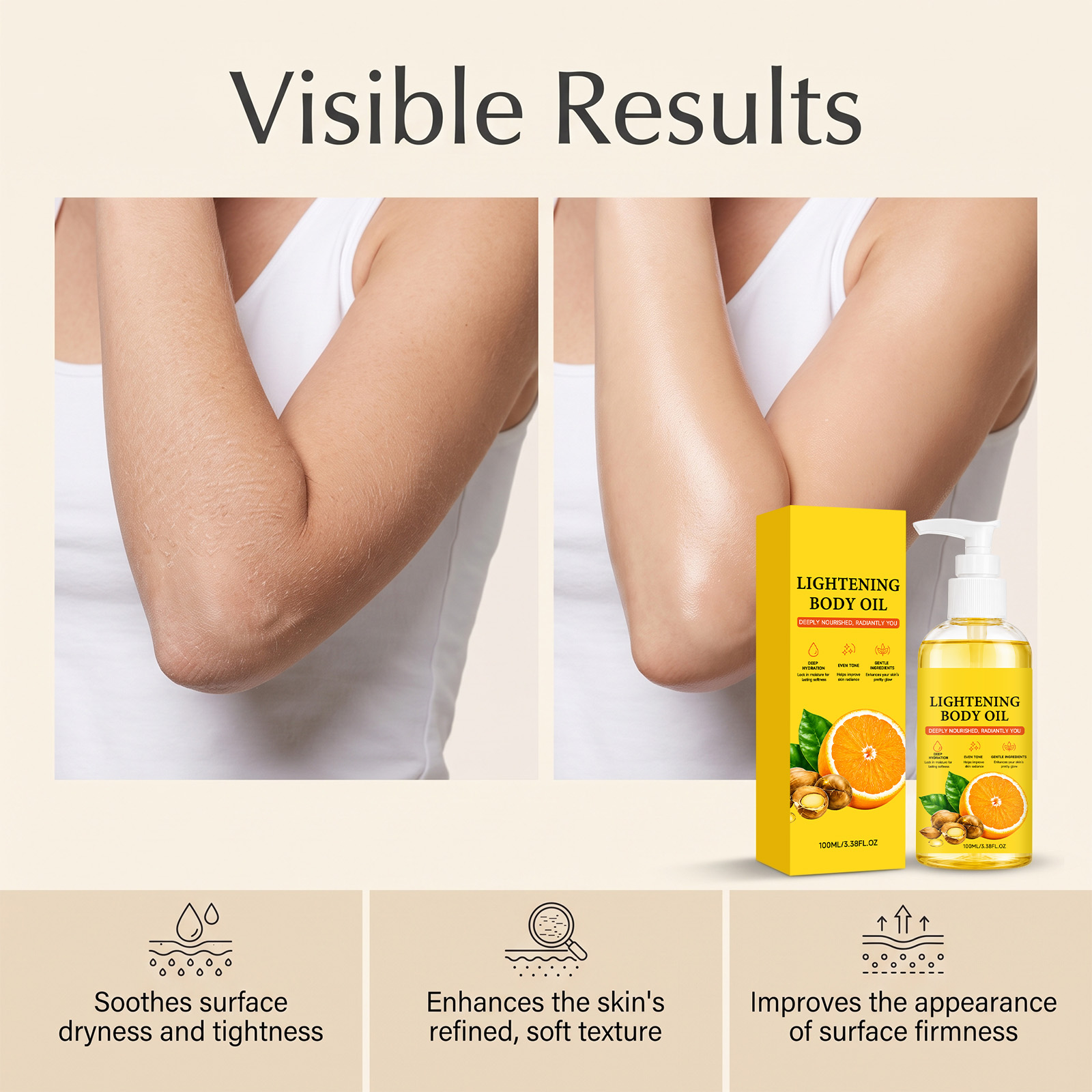 Light Moisturizing Oil Nourishes Dry Skin Soft Smooth Texture Daily Hydrating Body Care Liquid