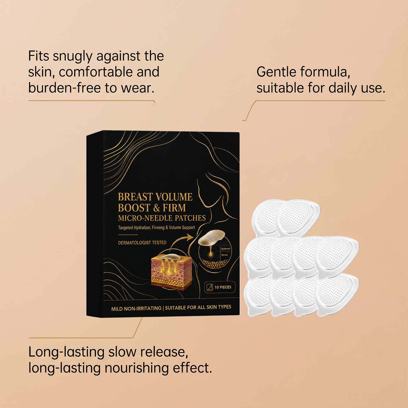 Chest Care Patch Mild Ingredients Thin Soft Skin Friendly Breathable Non Sticky Fit Skin Gentle Beautify