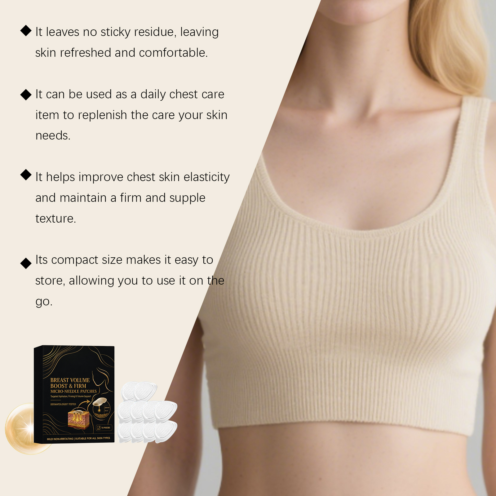 Chest Care Patch Mild Ingredients Thin Soft Skin Friendly Breathable Non Sticky Fit Skin Gentle Beautify