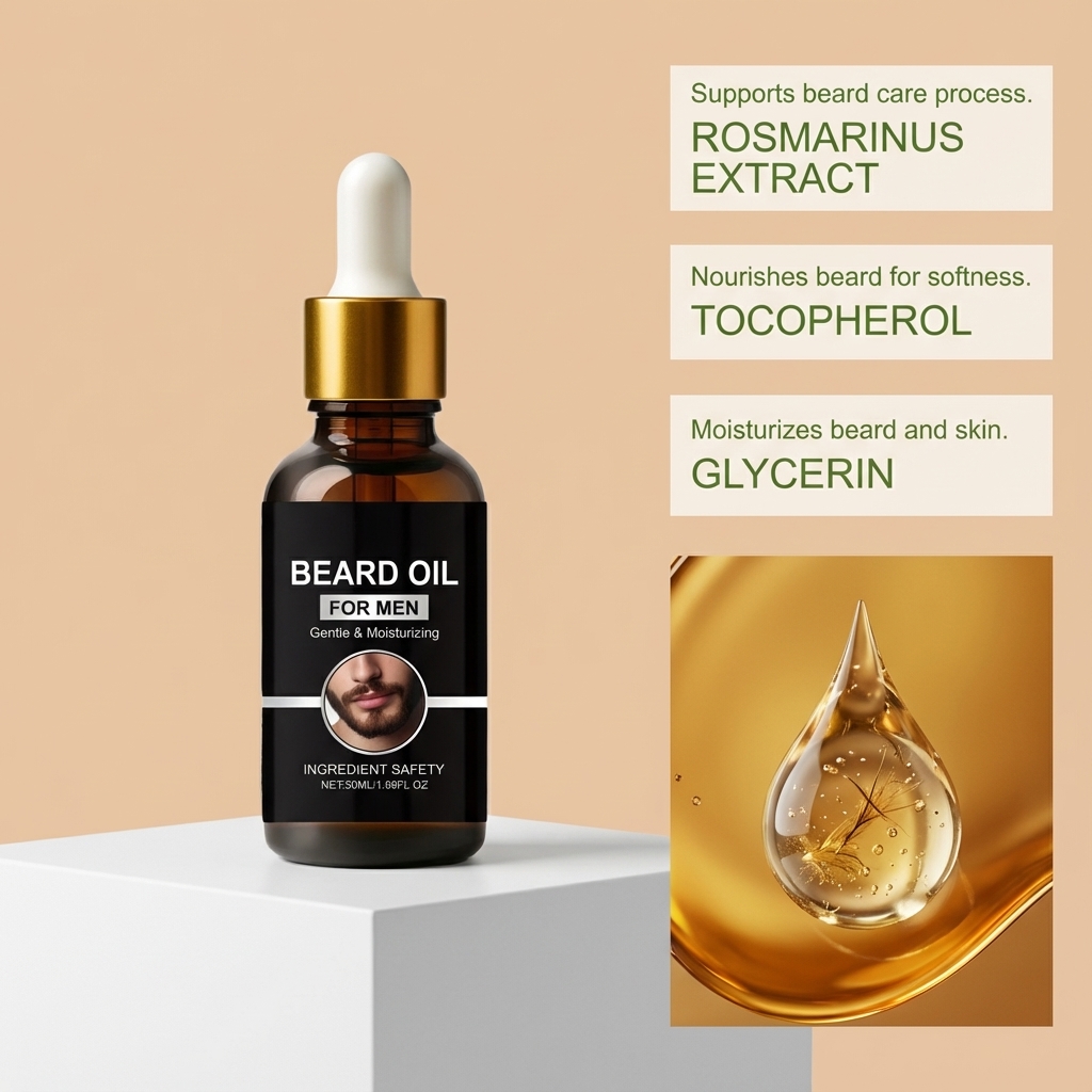 Men Beard Care Oil Light Fresh Non Sticky Mild Soft Comfort Daily Beard Maintenance