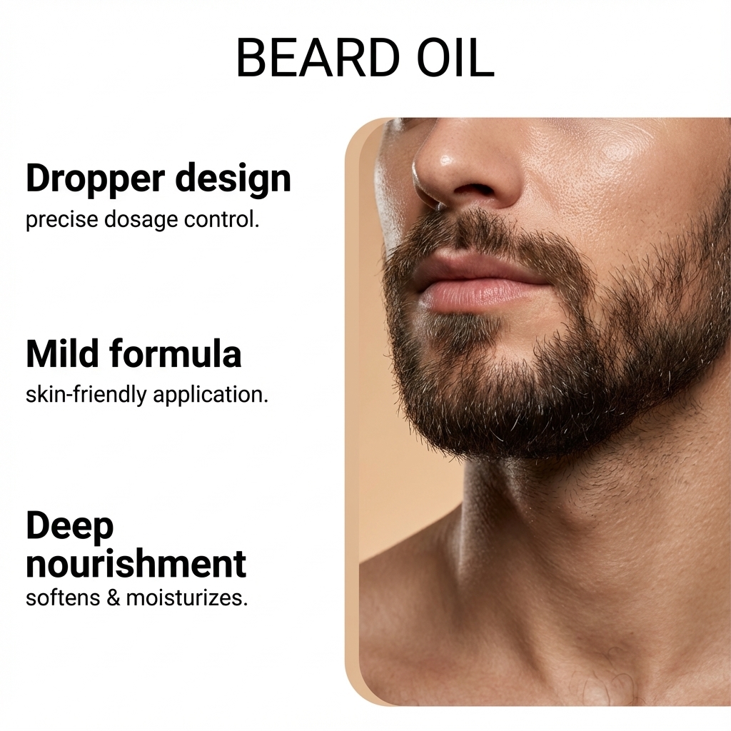 Men Beard Care Oil Light Fresh Non Sticky Mild Soft Comfort Daily Beard Maintenance