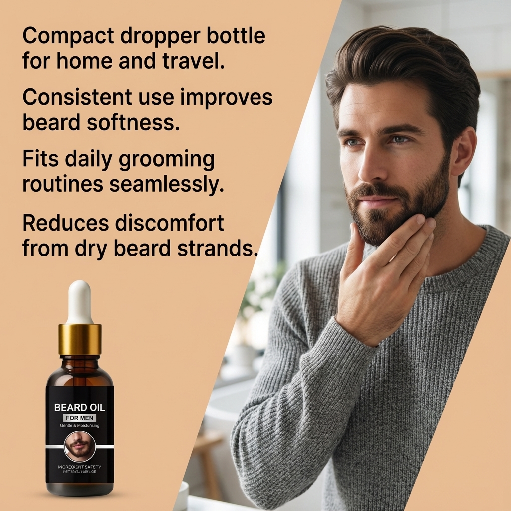Men Beard Care Oil Light Fresh Non Sticky Mild Soft Comfort Daily Beard Maintenance