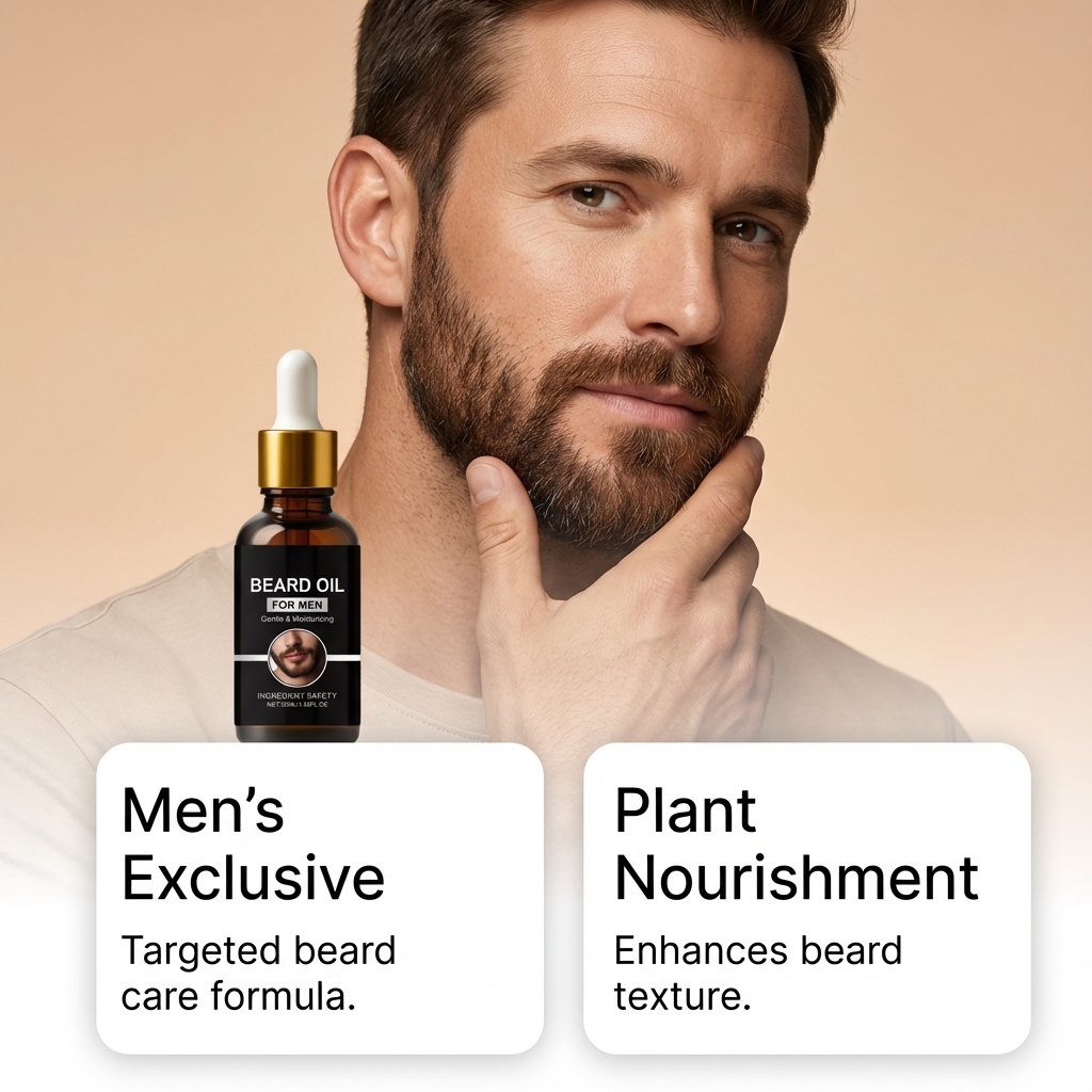 Men Beard Care Oil Light Fresh Non Sticky Mild Soft Comfort Daily Beard Maintenance