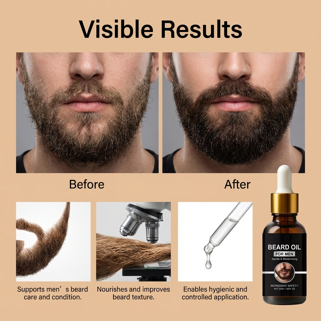 Men Beard Care Oil Light Fresh Non Sticky Mild Soft Comfort Daily Beard Maintenance