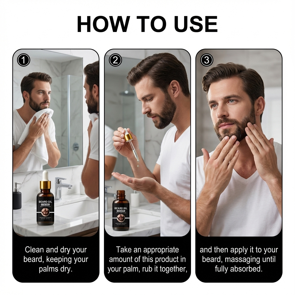 Men Beard Care Oil Light Fresh Non Sticky Mild Soft Comfort Daily Beard Maintenance