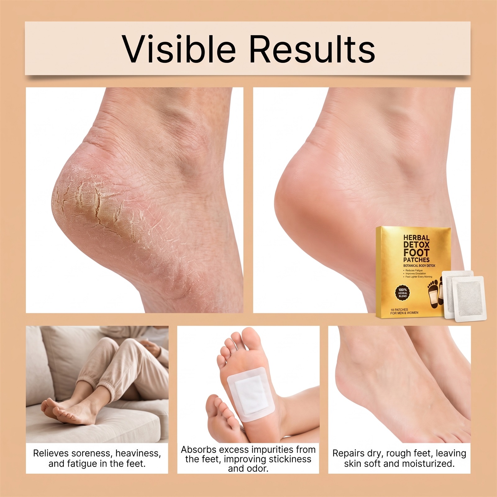 Herbal Foot Care Patch Mild Care Moisturizing Breathable Comfortable Fitting Massage Sole Daily Maintenance
