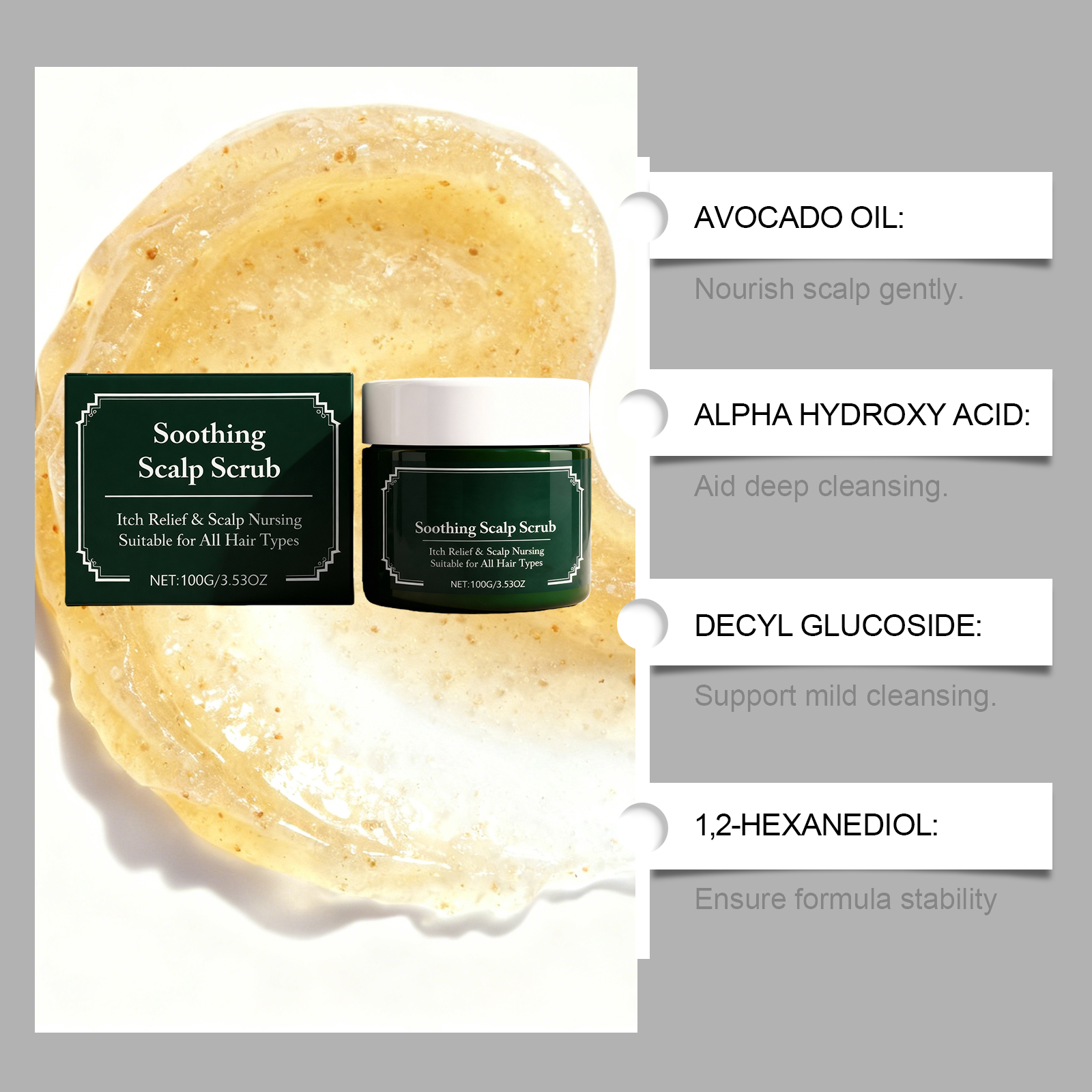 Scalp Exfoliating Scrub Deep Clean Scalp Protect Hair Root Moisturize Nourish Soften Hair Light Care