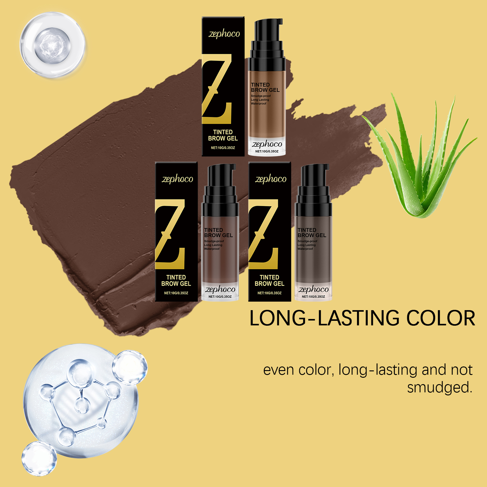 (Light Brown) Long Lasting Tinted Eyebrow Gel Strong Color Show Clear Three Dimensional Brow Shape Create Unique Brow Makeup