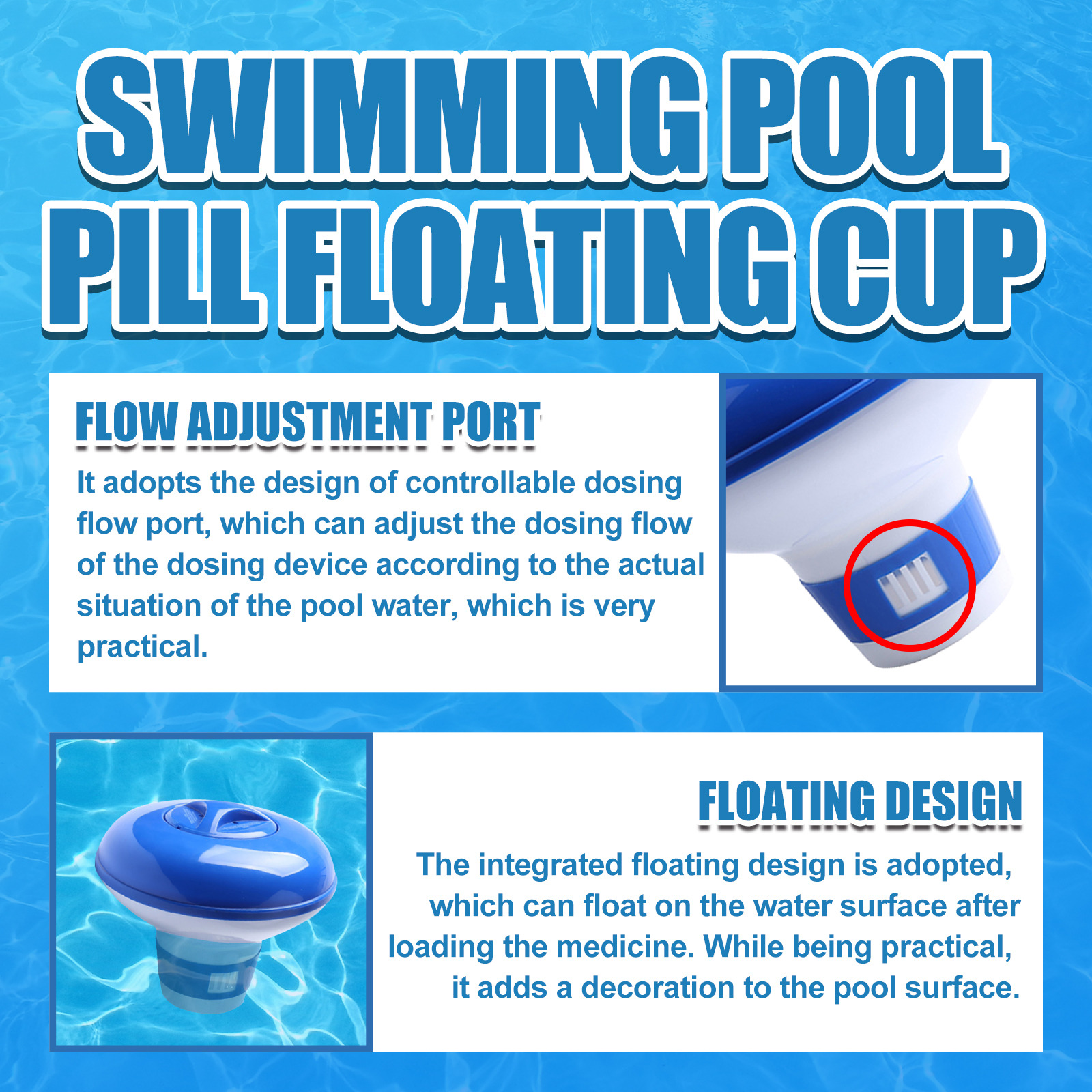 Swimming Pool Floating Automatic Chemical Dispenser Tablet Chlorine Feeder For Pools Spas Water Treatment