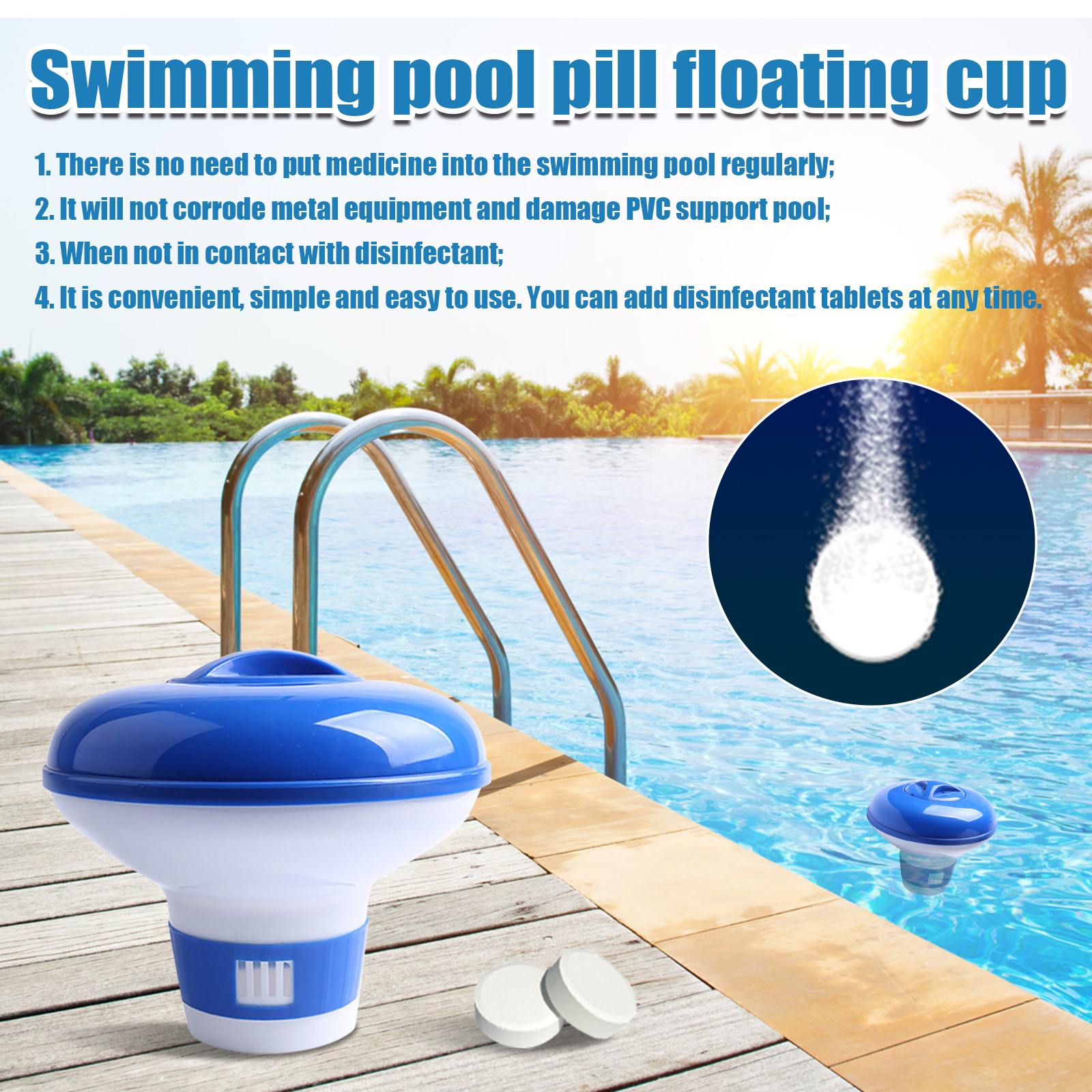 Swimming Pool Floating Automatic Chemical Dispenser Tablet Chlorine Feeder For Pools Spas Water Treatment