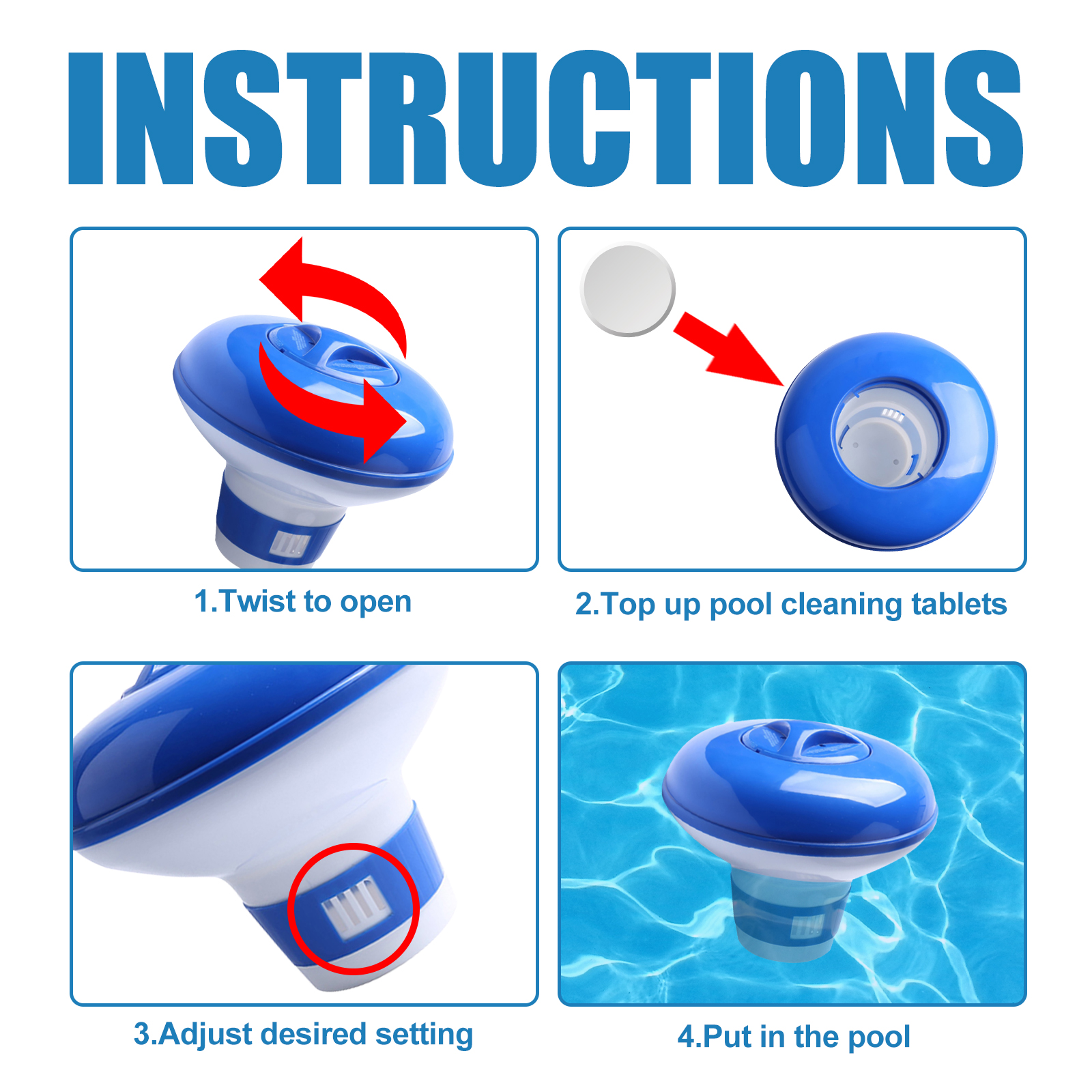 Swimming Pool Floating Automatic Chemical Dispenser Tablet Chlorine Feeder For Pools Spas Water Treatment