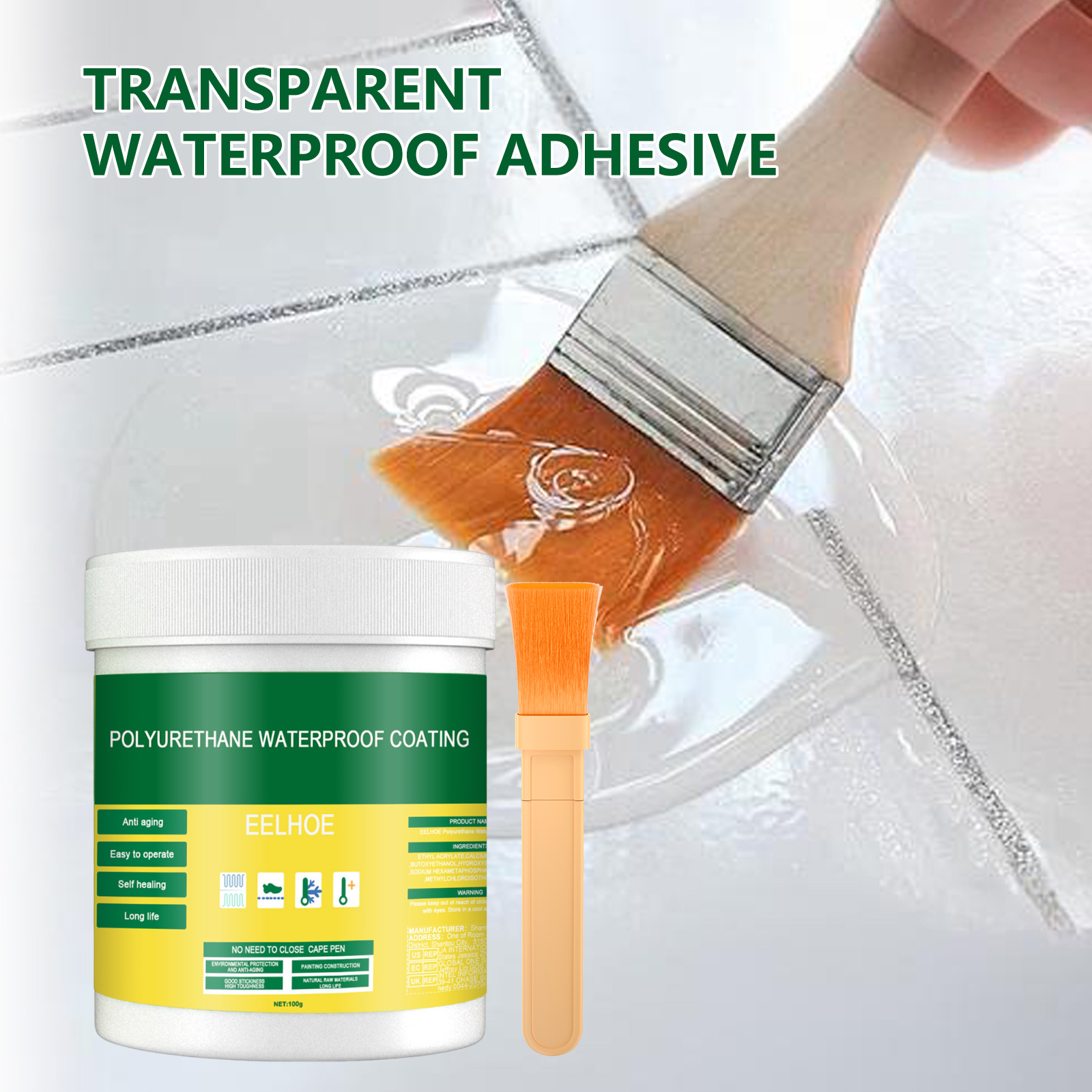 Floor Waterproof Sealant Leak Proof Coating For Bathroom Wall Tile Penetrating Paint Outdoor Indoor Surface Repair 100g