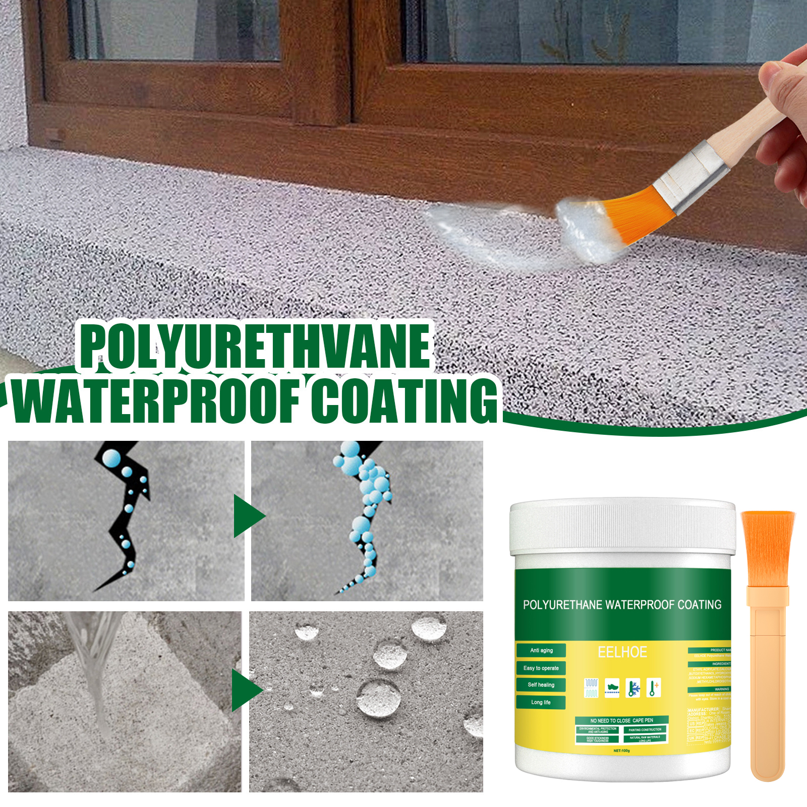 Floor Waterproof Sealant Leak Proof Coating For Bathroom Wall Tile Penetrating Paint Outdoor Indoor Surface Repair 100g