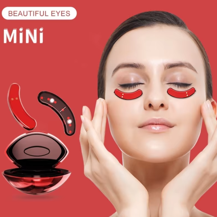 (Red) Vibration Eye Massager Eye Area Massage Device Eye Beauty Instrument Fine Line Reducing Eye Patch Anti-Age Eye Care Tool Eye Massagers