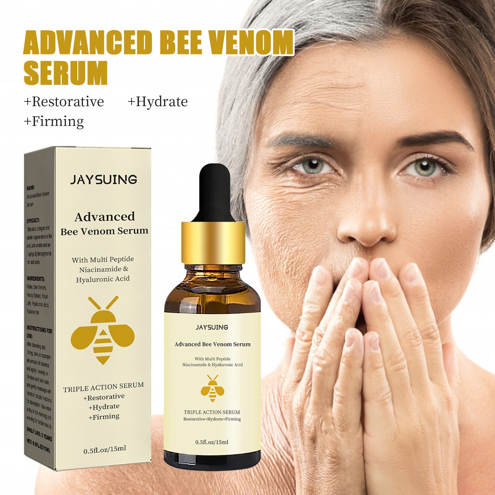Bee Venom Essence Serum Moisturizing Firming Brightening For Fine Lines And Daily Face Care 15ml