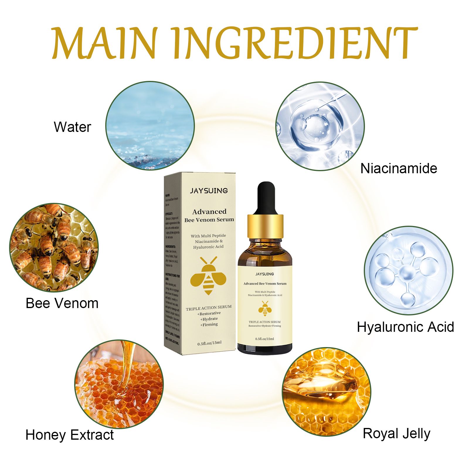 Bee Venom Essence Serum Moisturizing Firming Brightening For Fine Lines And Daily Face Care 15ml