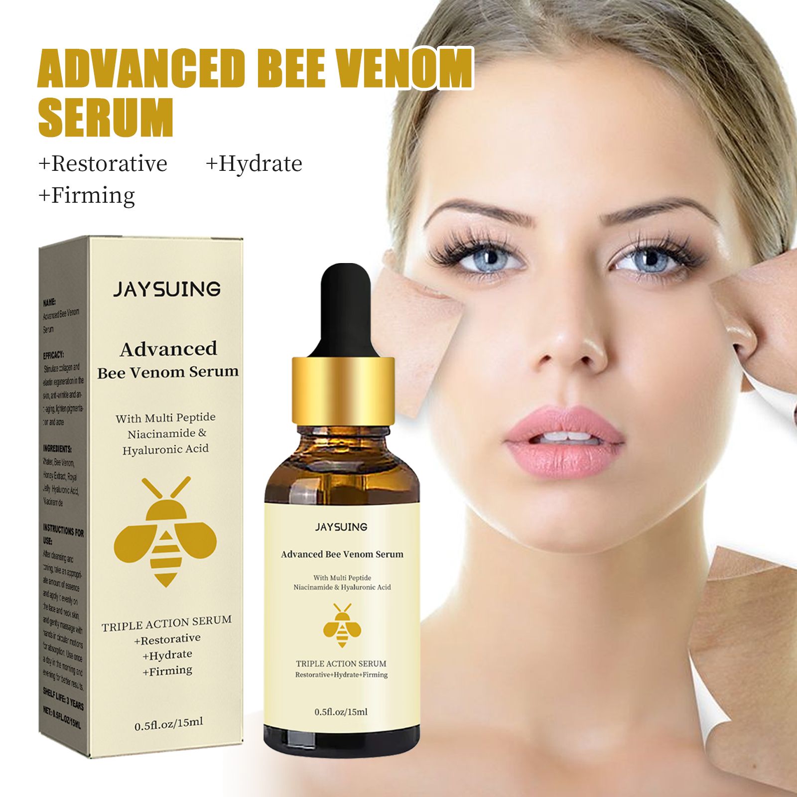 Bee Venom Essence Serum Moisturizing Firming Brightening For Fine Lines And Daily Face Care 15ml