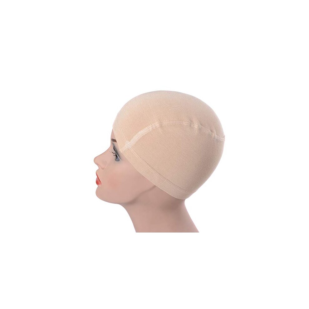 Bamboo Fiber Wig Cap Comfortable Elastic Wig Cap Wearing under Wigs (Beige)