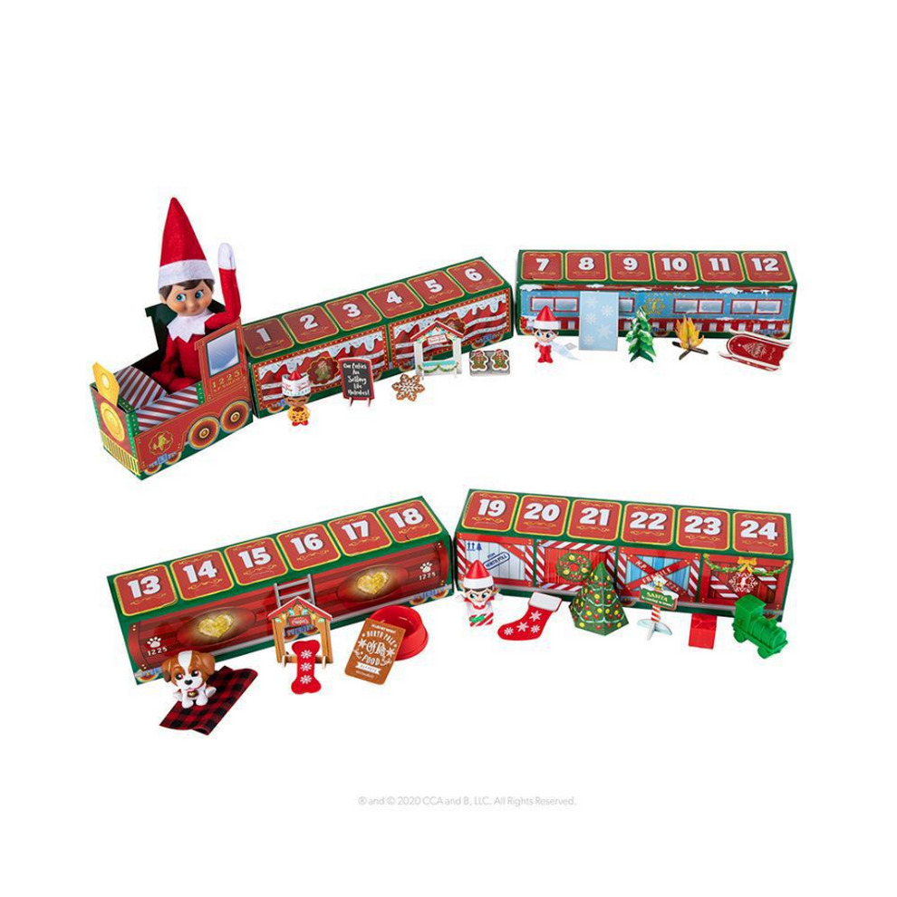 Christmas Countdown Advent Calendar 24 Days Countdown Calendar Elf On Train Surprises Blind Boxs North Pole Xmas Gift Set for Family Kids Boys Girls Adults