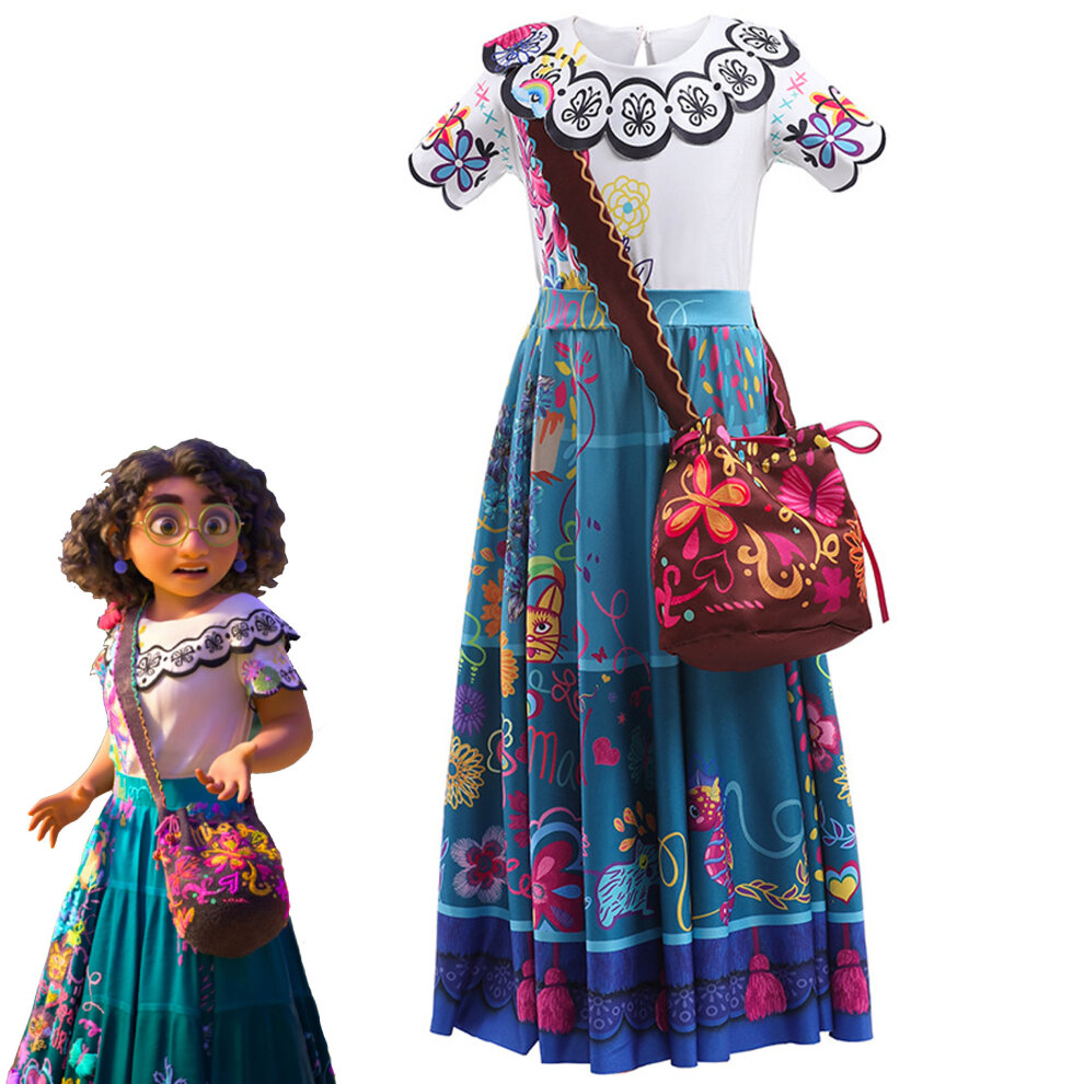 (7-8 Years) AmzBarley Mirabel Madrigal Dress | Childrens Encanto Costume Girls Skirt