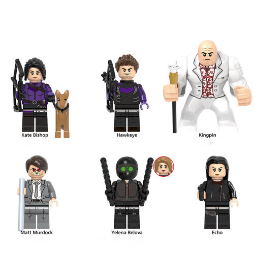 6PCS Super Hero Avengers Kate Hawk-eye KingPin Minifigures Compatible Toys Fit Lego