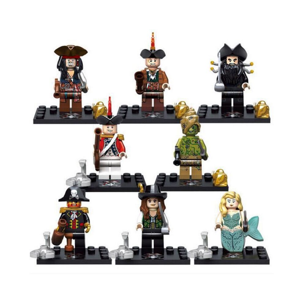 Caribbean Pirates Minifigures Mermaid Puzzle Assembled Building Blocks 8pcs Kits Collectible Action Figures Play Set Movies Fans Combat Figures Toy Room Decor Kids Toy Gift