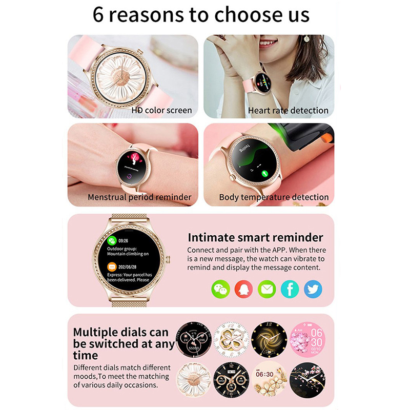 Womens Smart Watch Fitness Bracelet Ladies Watch Heart Rate Sleep Monitor Electronic Clock