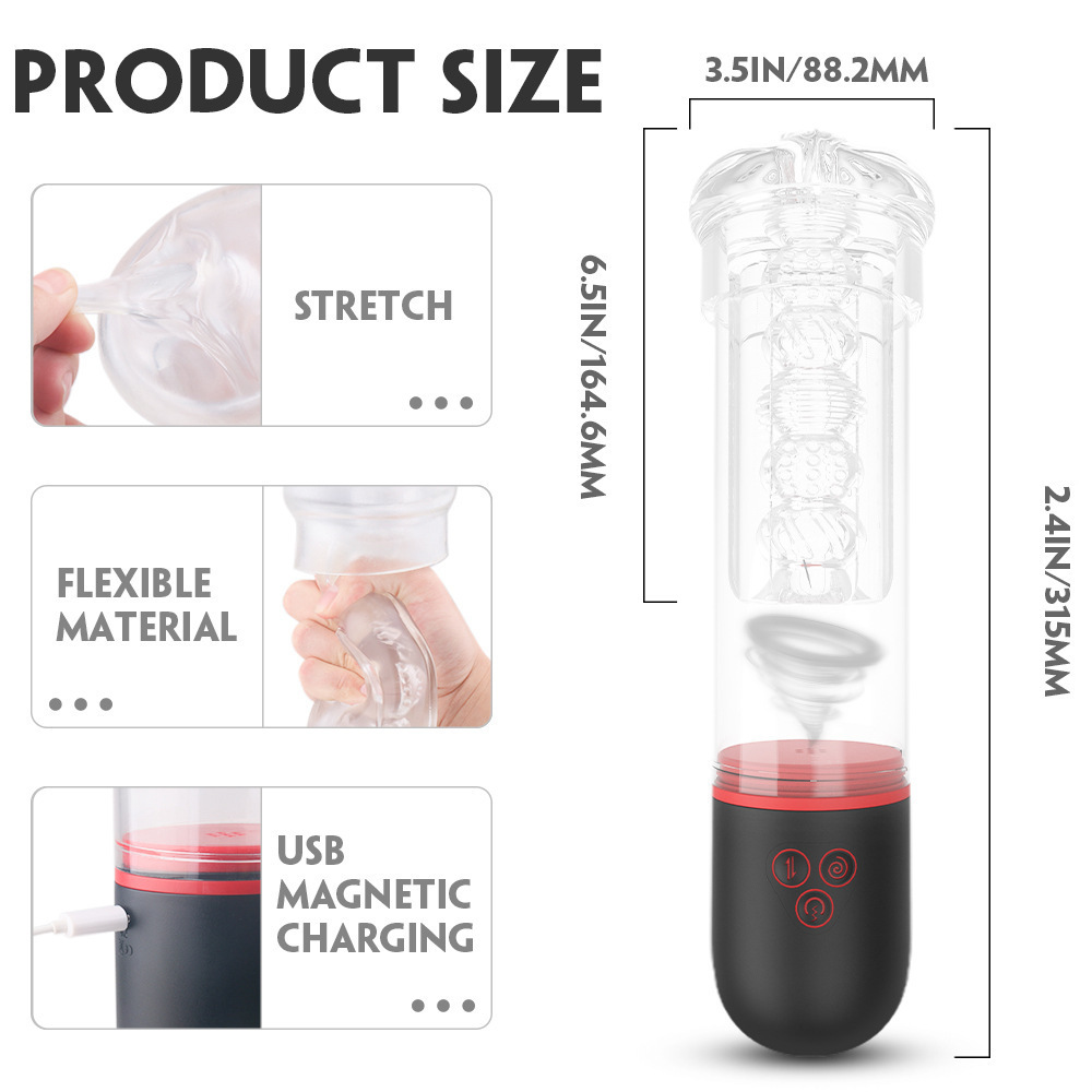 Sex Toy for Men Automatic Sex Machine Cup Huge Water Penis Pump Enlargement Penis Extender Exercise for Male Masturbating with Sucking Modes