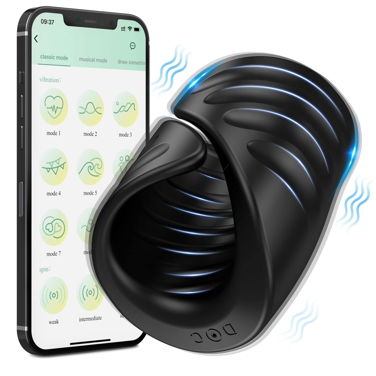 (Black) Male Masturbator Sex Toys for Men Penis Training Pleasure Vibrator Strokers Adult Toys Cup Sexual Massager for Glans Trainer Stimulating with APP Control 9 Modes Vibrating