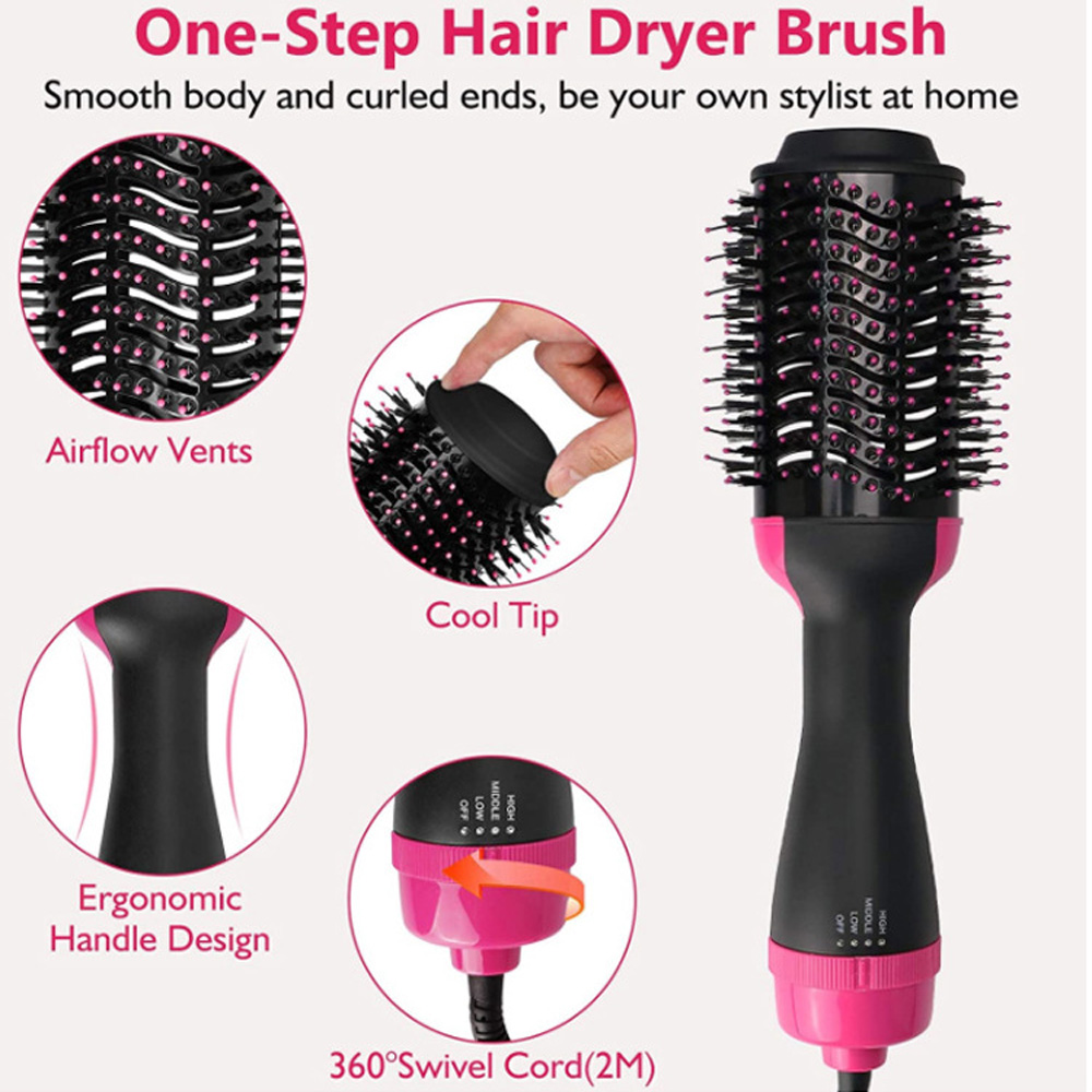 (UK ) 2 in 1 Hair Dryer Rotating Hot Hair Brush