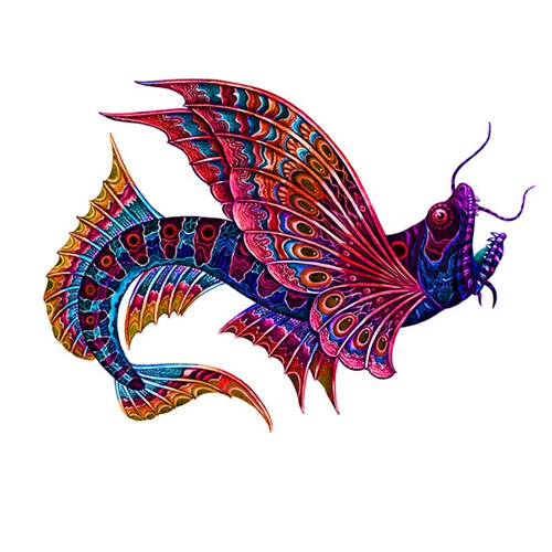 Ancient Flying Fish Wooden Jigsaw Puzzle Birthday Gift Idea for Kids, Adults Family Game and Hobby