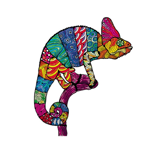 Prehistoric chameleon Colourful Fun Wooden Animal Jigsaw Gift Idea for Adults Kids