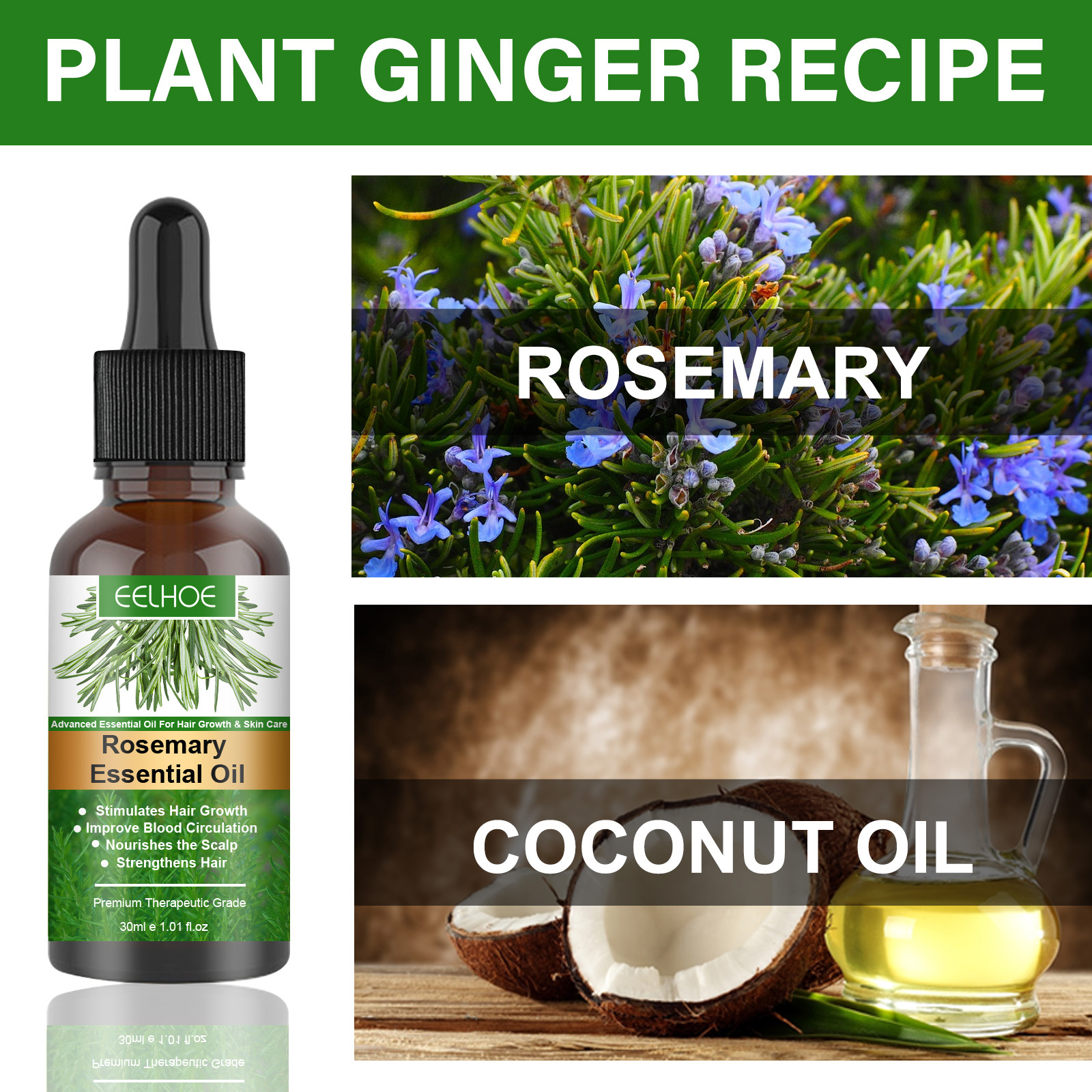 Rosemary Essential Oil Hair Care Serum Smooth Anti-frizz Growth Anti Hairs Loss Treatments 30ml