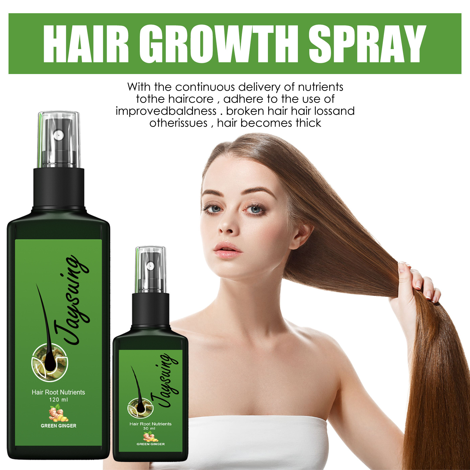 (30ml) Hair Growth Serum Hair Lotion Ginger Serum Hair Spray Anti Loss Promotes Thicker Natural Nourishing Hair Care for Men Women