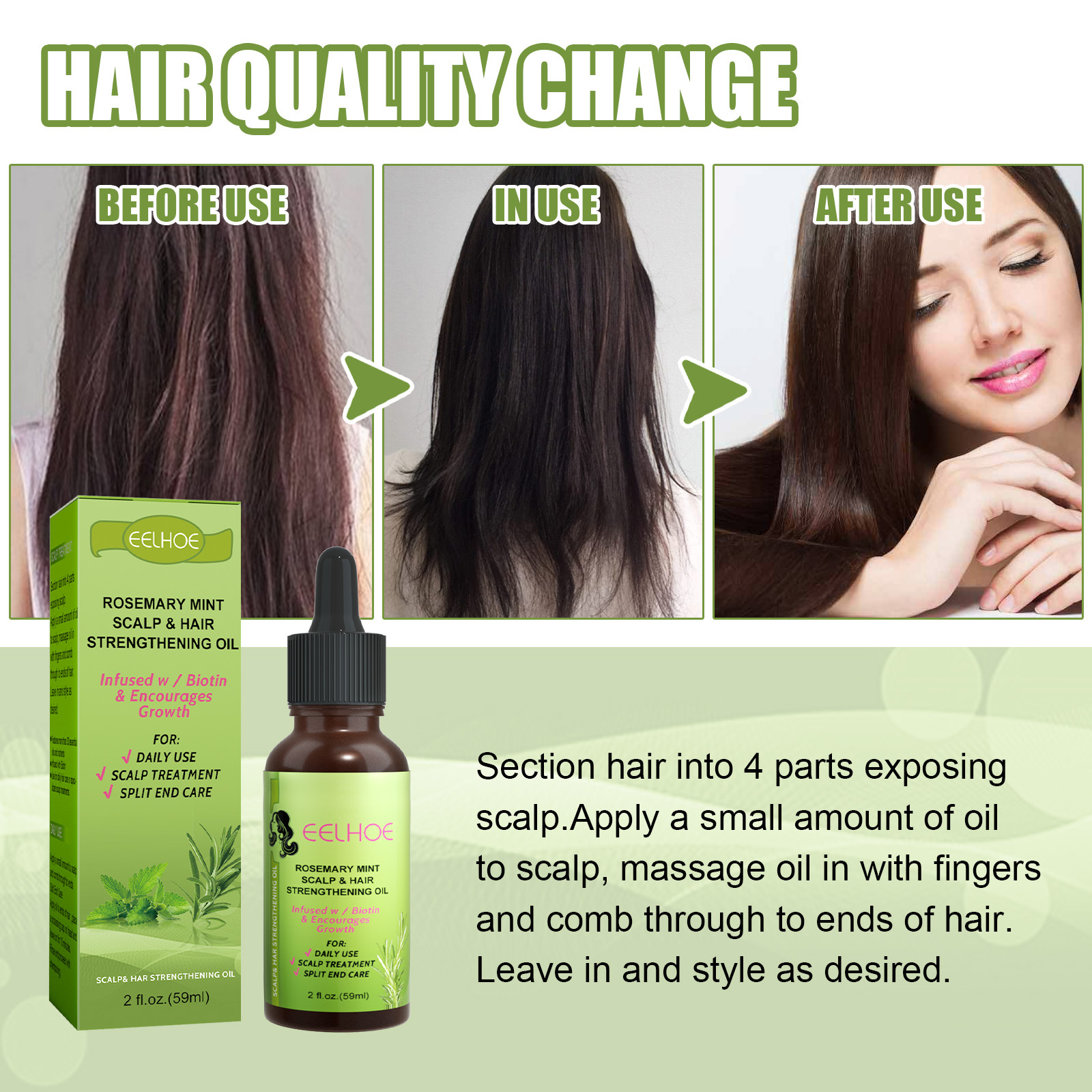 Hair Follicle Hair Spray Mint Plant Extract Essential Hair Oil Ginger Hair Nutrient Solution Hair Nutrient Solution Repairing Damaged Frizz Dry Hair