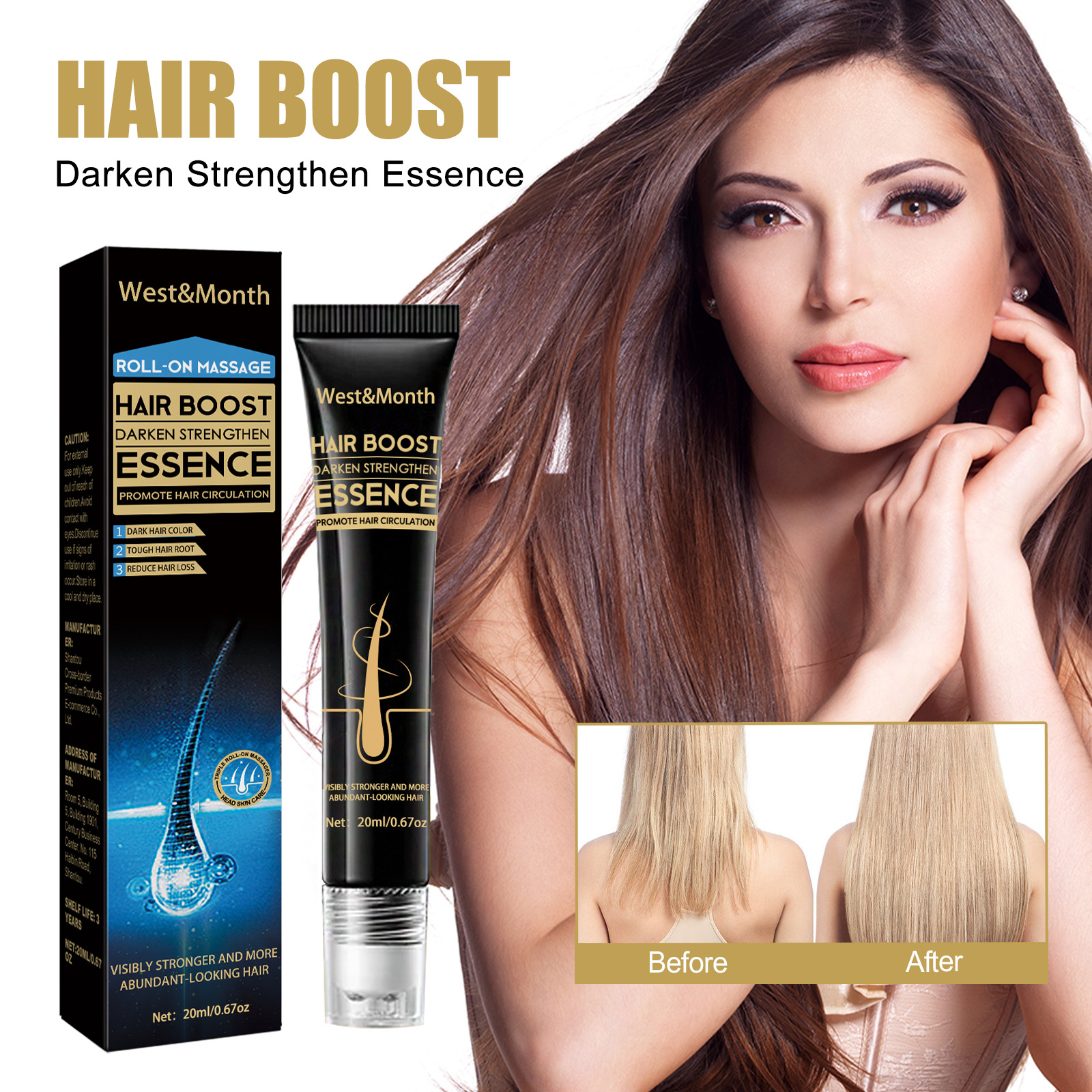 Anti Hair Loss Fast Essence Strengthens Hair Roots Repair Hereditary Postpartum Seborrheic Hair Loss Renewal Serum 20ml